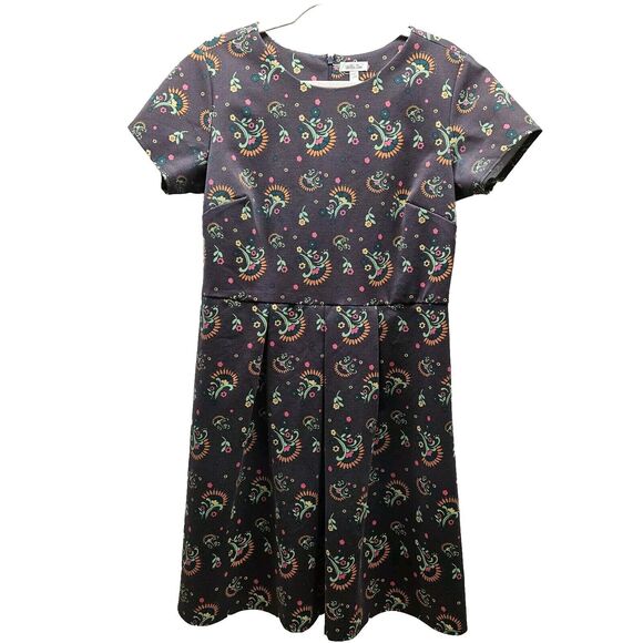 MATILDA JANE Brown Maja Ponte Short Sleeve Pleated Midi Dress Large - Picture 1 of 9